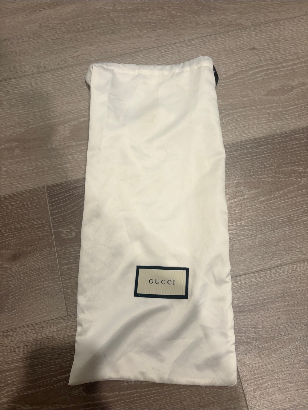 Gucci Cream and Black Branded Drawstring Pouch